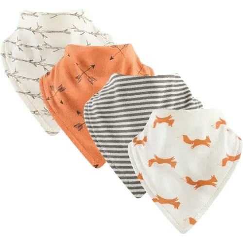 Touched by Nature Unisex Baby Organic Cotton Bandana Bibs, Fox, One Size