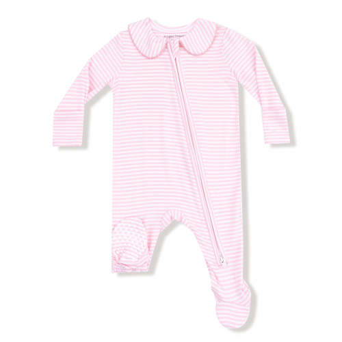 Peter Pan 2-Way Zip Footie, Pink Stripe