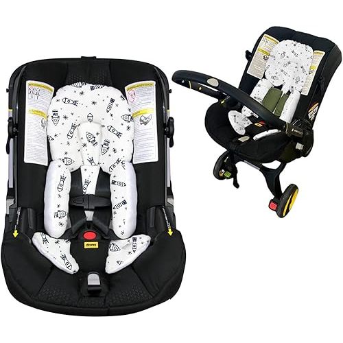 Baby Infant Car Seat Insert with Head and Body Support - 100% Cotton - Soft and Stylish Carseat Head Support for Newborn and Baby - Car Seat Headrest for Stroller, Swing, Bouncer - Spaceships