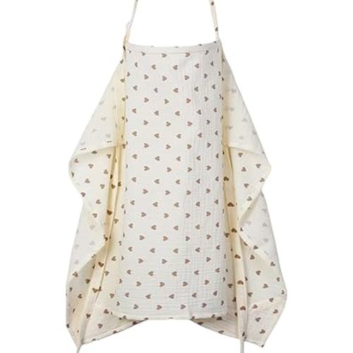 Nursing Covers for Breastfeeding - Breathable Baby Breastfeeding Cover with Arch Neckline, Adjustable Privacy Nursing Covers for Women, Brown Heart