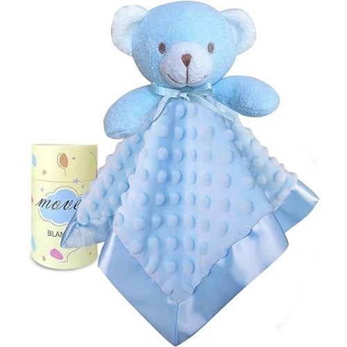 Loveys for Babies, Soft Baby Security Blanket Lovies for Babies, Stuffed Animals Blankie for Newborn Infant with Baby Snuggle Toy, Boys Gilrs Gifts Blue Bear Security Blanket 16 Inch