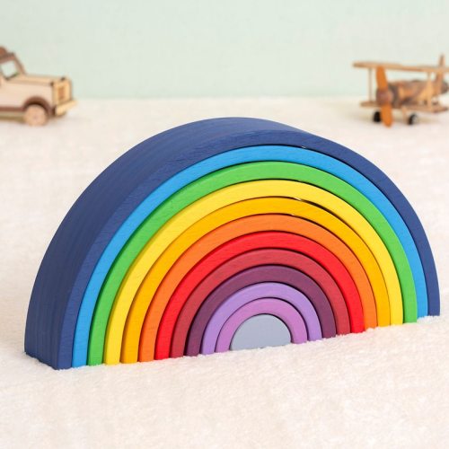 12pcs Wooden Montessori Rainbow Stacker