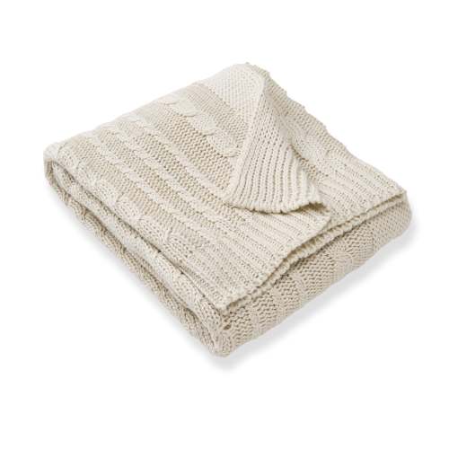 Organic Cotton Cable Knit Baby Blanket - Oat