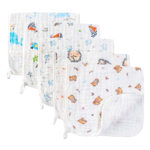 Muslin Burp Cloths Baby Burp Clothes for Boy Girls 100% Cotton Large 20''X10'' 6 Layers Thicken Super Soft Absorbent(5 Pack)
