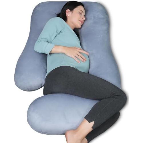 MOON PARK Pregnancy Pillows for Sleeping - 57 Inch U Shaped Full Body Maternity Pillow with Removable Cover - Support for Back, Legs, Belly, Hips - Pregnancy Pillow for Women - Grey