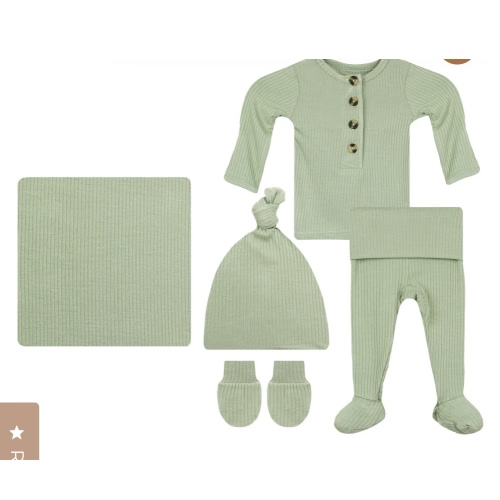 Ellis Ribbed Newborn Hat Bundle (Top + Bottom)