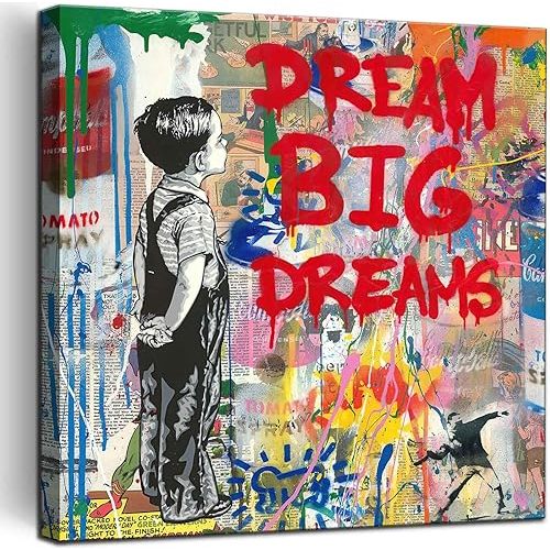 Graffiti Canvas Wall Art Dream Big Graffiti Wall Decor Pictures Abstract Man Cave Street Art Poster Prints For Living Room Bedroom Office Dorm Decoration