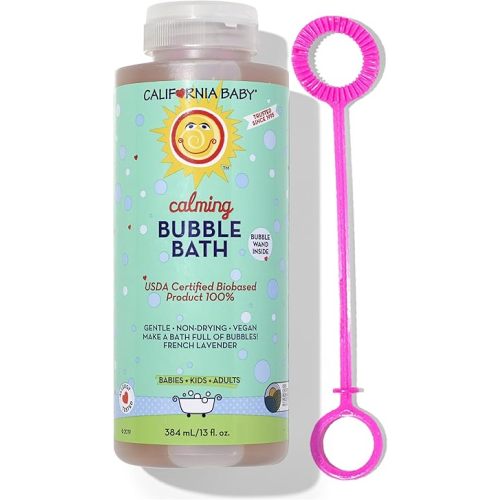 California Baby Calming Lavender Bubble Bath | 100% Plant-Based Kids Bubble Bath | Gentle Baby Bubble Bath | Free Bubble Wand | 384 mL / 13oz