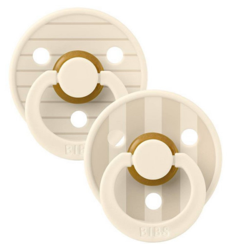 Bibs Studio Collection Colour Stripe Latex Pacifier - 2pk (Ivory Vanilla Mix, Size 1: 0-6 Months)