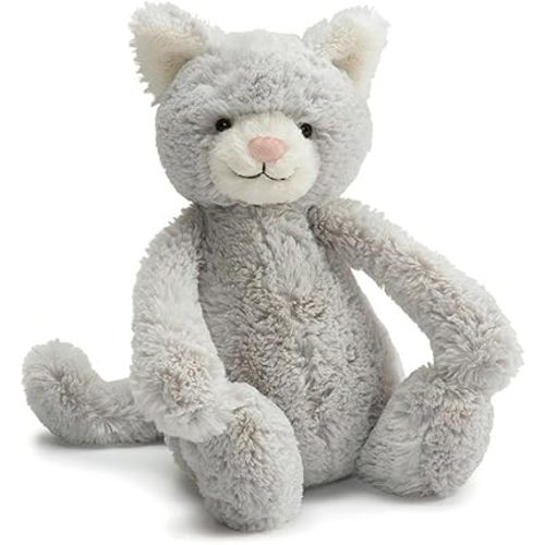 Jellycat Bashful Grey Kitty Stuffed Animal, Medium 12 inches - Cats & Kittens Plush Toy - Classic Children's Gift
