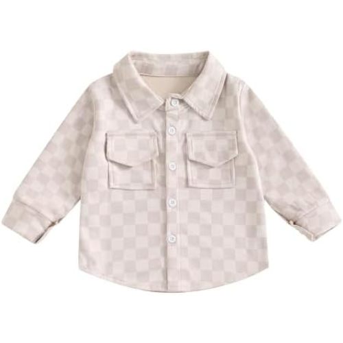 MERSARIPHY Toddler Boy Jackets Baby Boy Plaid Jacket Baby Fall Winter Outwear Button Down Shirt Coat with Pockets