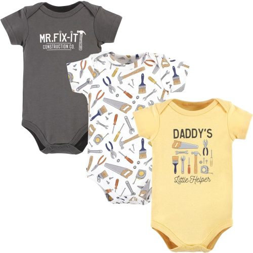 Hudson Baby Cotton Short Sleeve Bodysuits, 3 Pack Shirt
