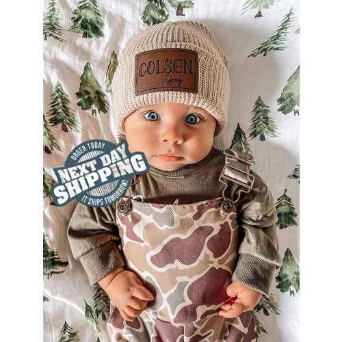 Personalized Infant & Toddler Ribbed Printed Name Beanie