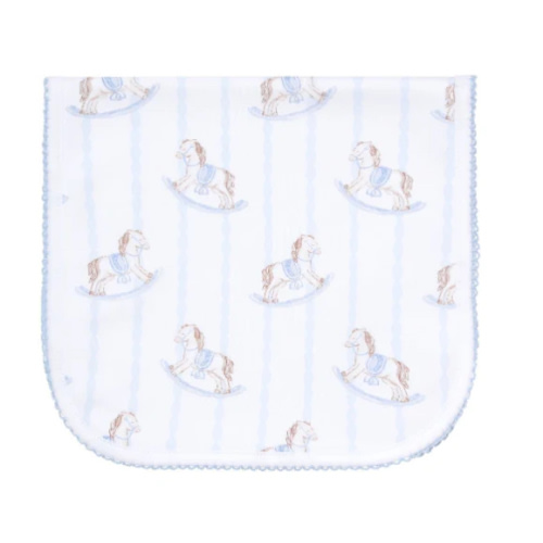 BLUE ROCKING HORSE BURP CLOTH – Southern Sorelle Embroidery Boutique