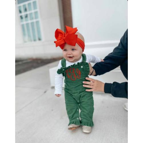 Girls Christmas Outfit, Monogrammed girls outfit, ruffle romper, ruffle longall, personalized girls romper, gingham, corduroy, LTC