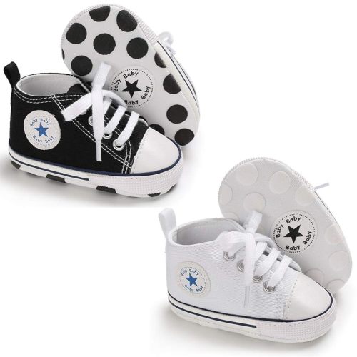 Meckior Baby Girls Boys Canvas Sneakers Soft Sole High-Top Ankle Infant First Walkers Crib Shoes
