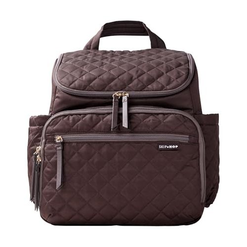 Skip Hop Diaper Bag Backpack: Forma, Multi-Function Baby Travel Bag with Changing Pad & Stroller Attachment, Chocolate