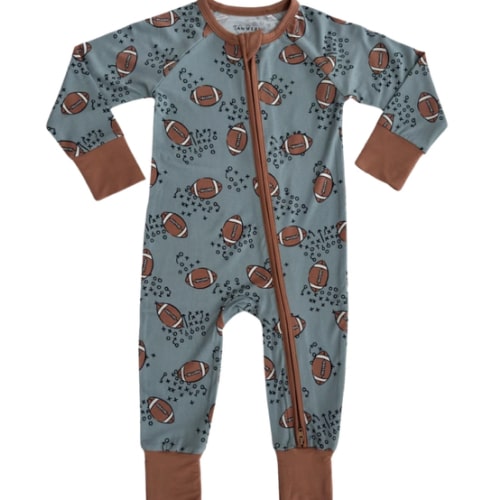 Green Football Zipper Romper – In my Jammers
