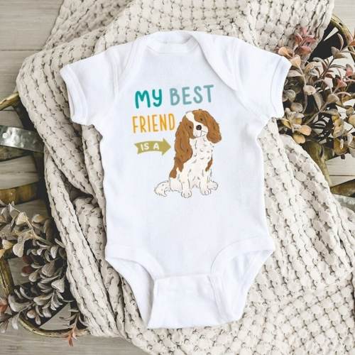 My Best Friend is a Cavalier King Charles Spaniel Baby Bodysuit, Toddler Baby Boy Baby Girl Clothes, Dog Baby Shower Gift, Baby Announcement