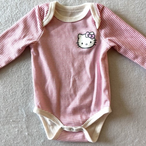 Hello Kitty 3 Month Baby Girl Pink One Piece Romper Striped Snap Buttons