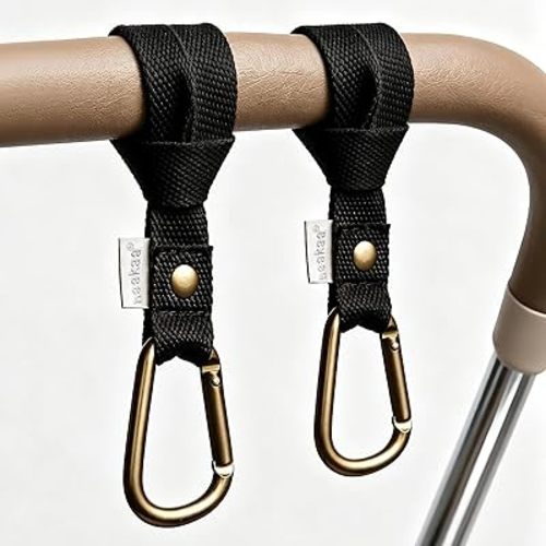 haakaa Baby Stroller Hooks for Bags丨Universal Stroller Clips and Hooks, Non-Slip with One-Hand Opening, Multipurpose Hooks for Diaper Bags,Backpacks,Bikes&Shopping Carts - Black, 2 Pack