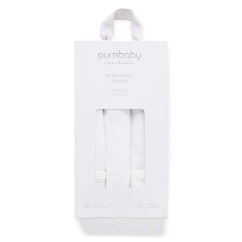 Cloth Wipes - 10 Pcs - White - Purebaby