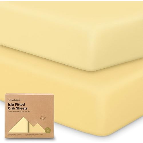KeaBabies 2-Pack Baby Crib Sheets for Boys, Girls - 52x28 Viscose Derived from Bamboo Toddler Bed Sheets Neutral, Fitted Crib Mattress Cover for Standard Baby Bedding, Soft & Cozy (Sunshine)