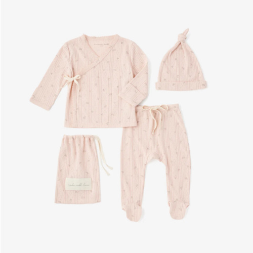 Blush Floral Organic Cotton Pointelle Layette 3 Pc Gift Set