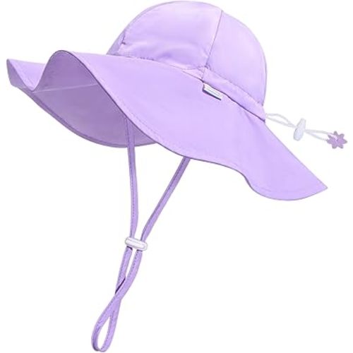 Unisex Baby Sun Hat with UPF 50+ Outdoor Adjustable Beach Hat,Baby Girl Wide Brim Bucket Hats for Infant Toddler Little Boy