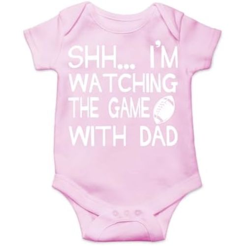 AW Fashions Shh... I'm Watching The Game With Dad Baby Bodysuit Funny Infant Clothes Romper Boy Clothes
