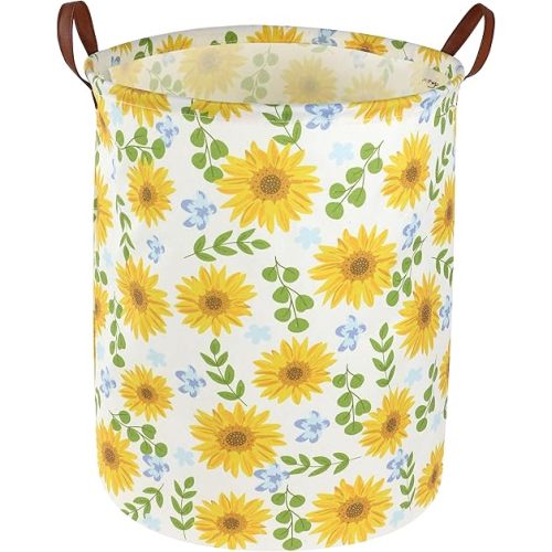 Essme Baby Girls Laundry Hamper, Baby Storage Basket for Girls Sunflower Bedroom Decor, Nursery Hamper,Yellow Hamper,Gift Baskets,Home Organizer(Sunflower)
