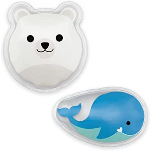 Dr. Brown's Cold Comfort Compress Baby Ice Pack, Freezable Reusable First Aid Pain Relief for Kids, Small Polar Bear and Whale, 2-Pack