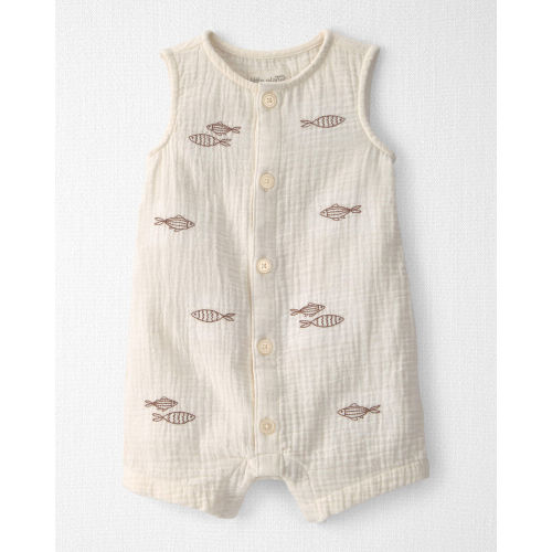 Baby Organic Cotton Gauze Embroidered Romper | Carter’s Oshkosh Canada