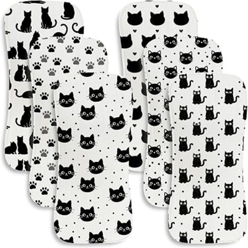6 Pack Baby Burp Cloths for Boys Girls Funny Cat Burping Cloths for Babies Muslin Burp Cloth Paw Print Baby Burping Cloth for Newborns Machine Washable and Reusable Set