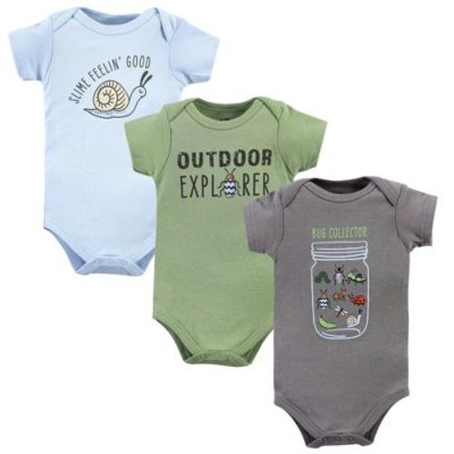 Hudson Baby Cotton Bodysuits, Bugs 3-pack, 0-3 Months