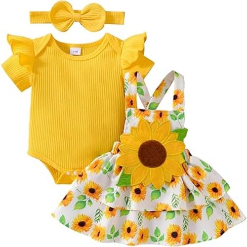 Baby Girl Clothes Newborn Ruffle Romper Cartoon Suspender Skirt Bow Headband Infant Summer Outfits 0-18 Months