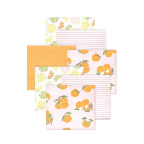 Little Treasure Hudson Baby Cotton Poly Flannel Receiving Blankets Multipack, Orange Citrus Orange, 30x30 inches