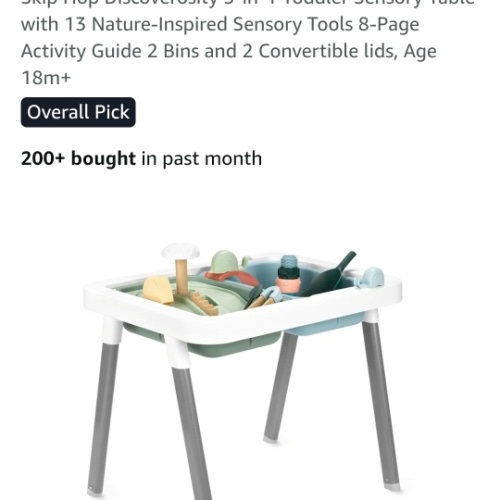 Amazon.com: Skip Hop Discoverosity 3-in-1 Toddler Sensory Table with 13 Nature-Inspired Sensory Tools 8-Page Activity Guide 2 Bins and 2 Convertible lids, Age 18m+ : Baby
