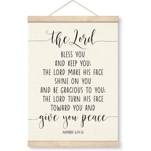 Christian Canvas Poster, The Lord Bless You And Keep You Canvas Poster Wood Hanger, Numbers 6:24-26 Scripture Poster, Religious Canvas Hanging Banner, Home Office Decor, Christian Gift