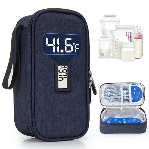 SUNMON Breast Milk Cooler Travel Bag, Real-Time Temperature Display