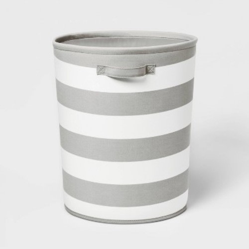 Canvas Striped Kids' Bin - Pillowfort™, Color: Gray, Size: Extra Large
