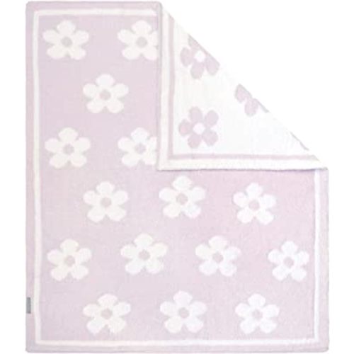 Living Textiles Chenille Baby Blanket - Purple Flower Ultra Soft, Thick, and Versatile | Warm Blanket for Newborns, Throw Blanket for Crib, Stroller Cover | Perfect Baby Gift 75 x 85 cm