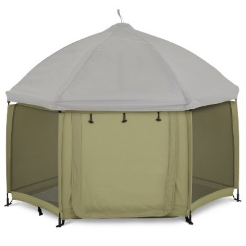 Dream On Me Pop-Up Playpen & Playhouse Tent – Portable, Instant Setup, Breathable Mesh, Canopy Cover, ASTM Certified for 3–36 Months , Taupe Green