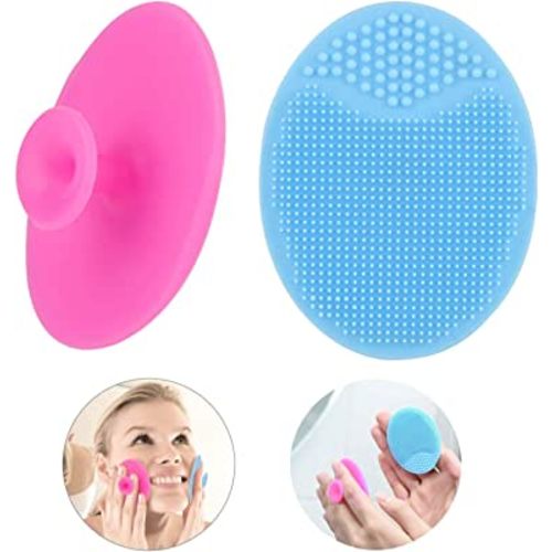 Baby Bath Silicone Brush 2 Pack for Dry Skin, Cradle Cap Brush and Comb, Cradle Cap and Eczema + Soft Training Silicone Finger Toothbrush for Baby Kids Children Pink & Blue
