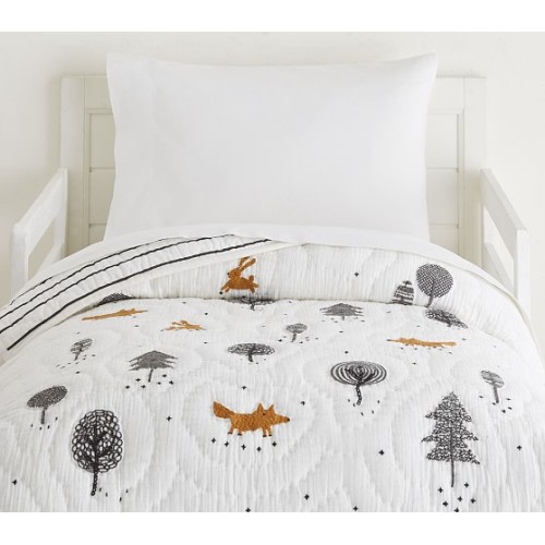 Nolan Woodland Animals Toddler Quilt - Ivory