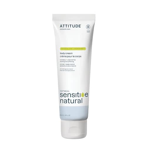 ATTITUDE Body Cream for Sensitive Skin with Oat, EWG Verified, Dermatologically Tested, Vegan, Extra Gentle, Unscented, 8 Fl Oz