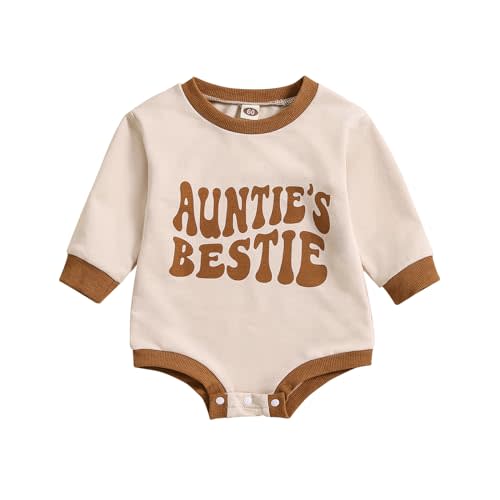 Baby Girl Boy Sweatshirt Romper Aunties Little Bestie Long Sleeve Bubble Onesie Bodysuit Fall Winter Clothes