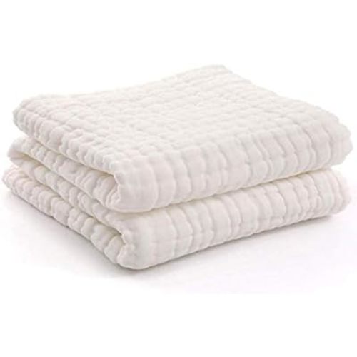 Baby Muslin Swaddle Blanket | Receiving Blanket| Baby Bath Towel | Infant Blanket | Size 41X41 inches| One Thick Muslin Cotton Gauze 6 Layer - White