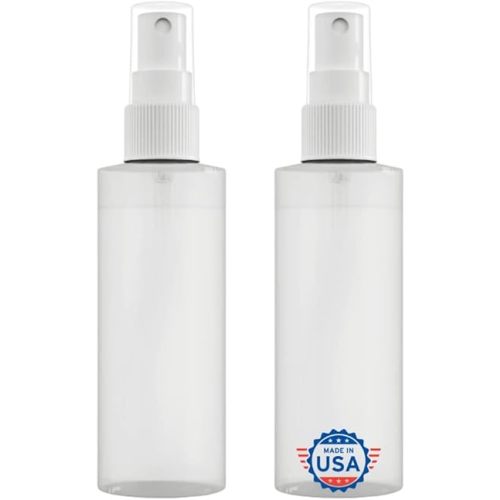 Plastic Spray Bottle Fine Mist 4 Oz – Refillable, Reusable, Portable Sprayer, Travel Size, Leak Proof for Household Use, Essential Oil, Cleaning Solution and Perfume (2 Pack, 120 ml)…