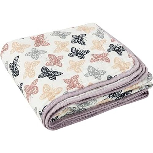 ZPECC Muslin Blanket - 100% Organic Cotton Toddler Quilted Blanket for Crib, Stroller, Daycare, Travel,30x40 inches,Butterfly